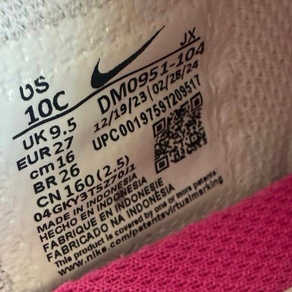 Nike Cortez Easyon White/Laser Fuchsia Toddler Sneakers - SZ 10 C - Picture 11 of 11